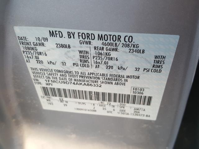 Photo 9 VIN: 1FMCU9D74AKA86332 - FORD ESCAPE XLT 