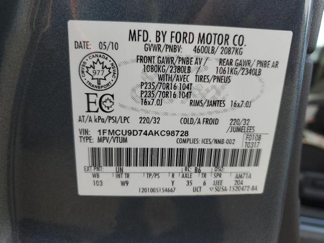 Photo 12 VIN: 1FMCU9D74AKC98728 - FORD ESCAPE 