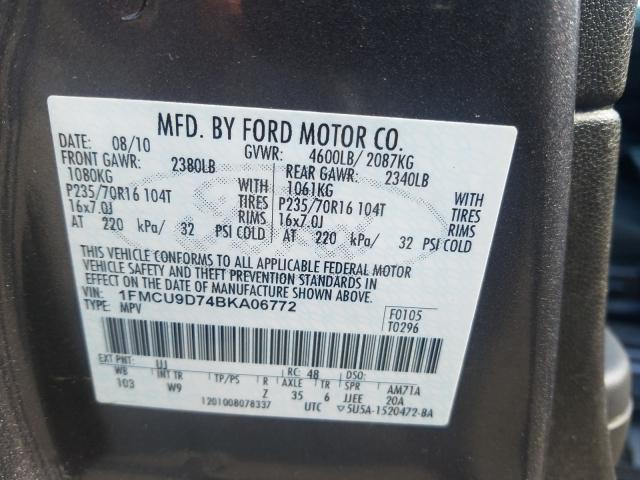 Photo 9 VIN: 1FMCU9D74BKA06772 - FORD ESCAPE XLT 