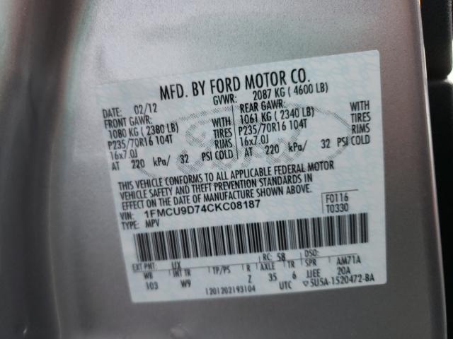 Photo 9 VIN: 1FMCU9D74CKC08187 - FORD ESCAPE XLT 