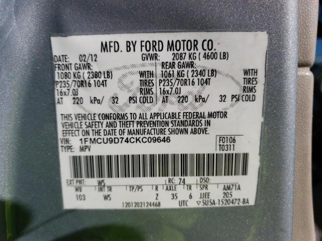 Photo 12 VIN: 1FMCU9D74CKC09646 - FORD ESCAPE 