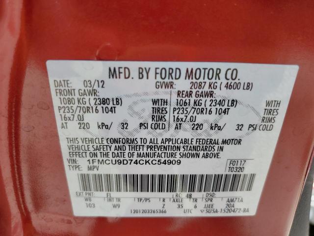 Photo 12 VIN: 1FMCU9D74CKC54909 - FORD ESCAPE 