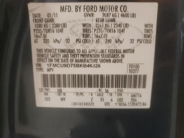 Photo 9 VIN: 1FMCU9D75BKB46328 - FORD ESCAPE XLT 