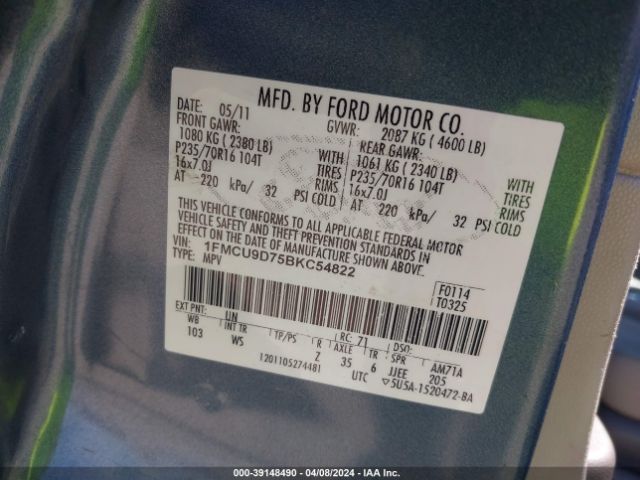 Photo 8 VIN: 1FMCU9D75BKC54822 - FORD ESCAPE 