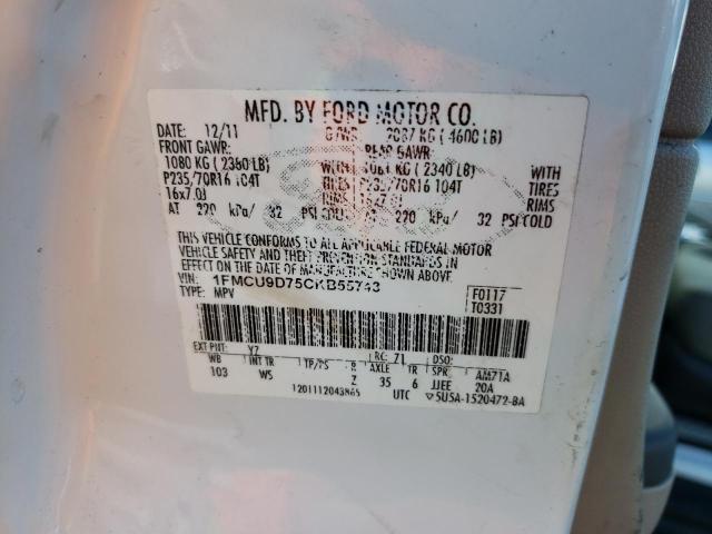 Photo 9 VIN: 1FMCU9D75CKB55743 - FORD ESCAPE XLT 