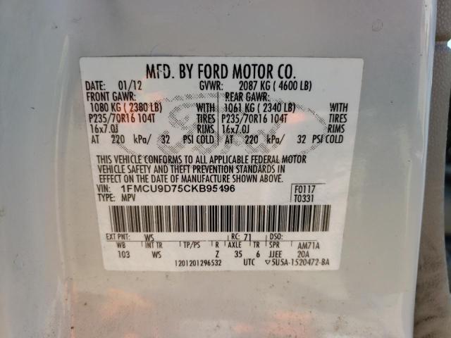 Photo 12 VIN: 1FMCU9D75CKB95496 - FORD ESCAPE 