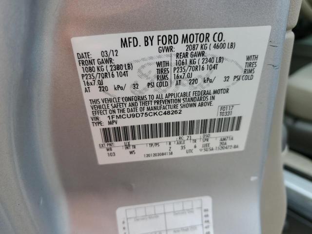 Photo 12 VIN: 1FMCU9D75CKC48262 - FORD ESCAPE 