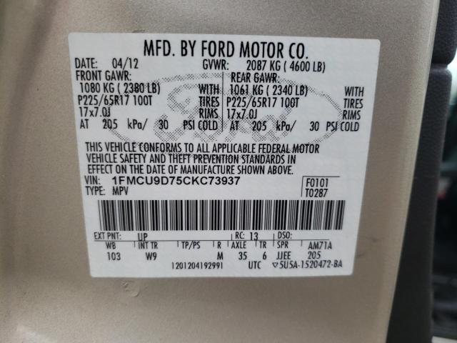 Photo 12 VIN: 1FMCU9D75CKC73937 - FORD ESCAPE XLT 