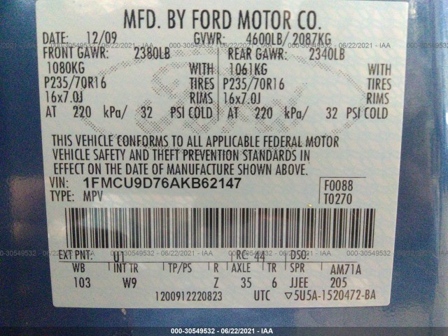 Photo 8 VIN: 1FMCU9D76AKB62147 - FORD ESCAPE 