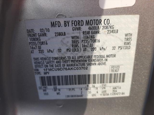 Photo 9 VIN: 1FMCU9D76AKC03702 - FORD ESCAPE XLT 