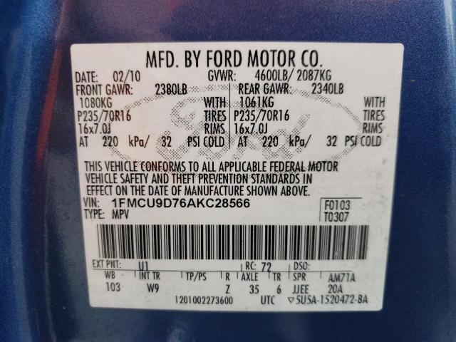 Photo 12 VIN: 1FMCU9D76AKC28566 - FORD ESCAPE XLT 