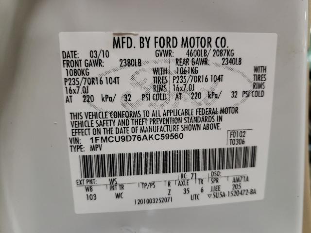 Photo 9 VIN: 1FMCU9D76AKC59560 - FORD ESCAPE XLT 