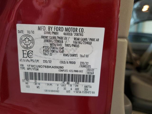 Photo 12 VIN: 1FMCU9D76BKA59280 - FORD ESCAPE XLT 