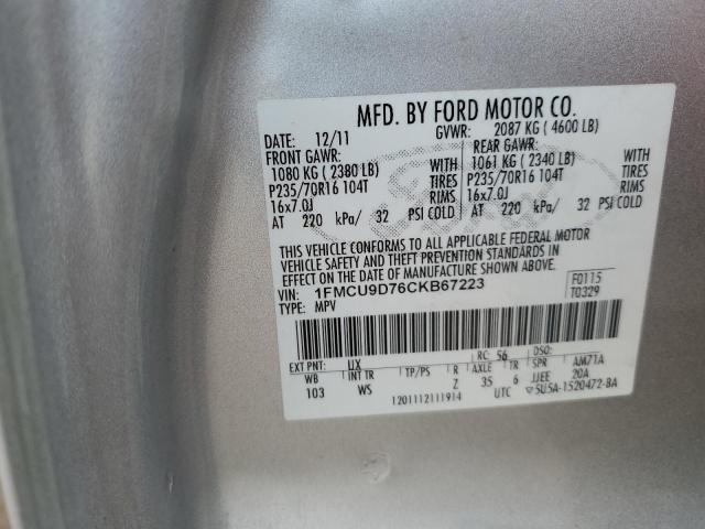 Photo 12 VIN: 1FMCU9D76CKB67223 - FORD ESCAPE XLT 