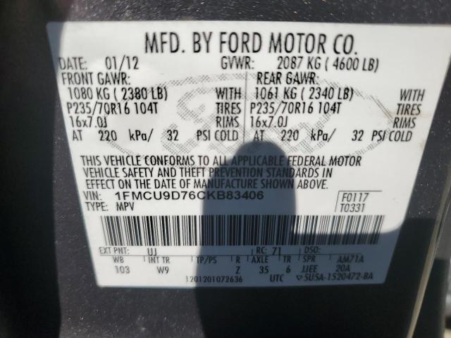 Photo 11 VIN: 1FMCU9D76CKB83406 - FORD ESCAPE XLT 