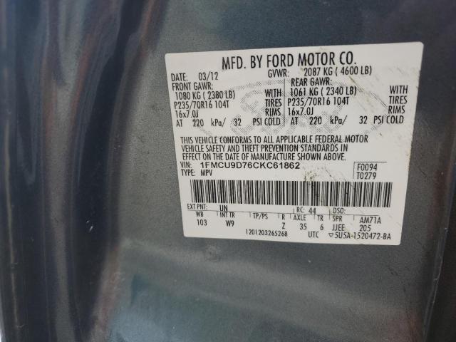 Photo 12 VIN: 1FMCU9D76CKC61862 - FORD ESCAPE XLT 