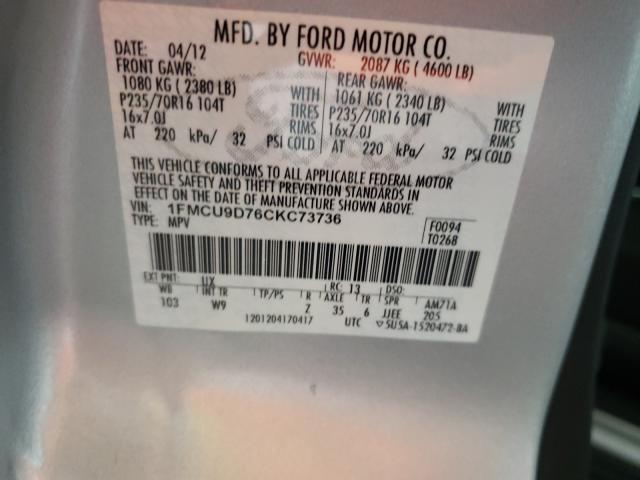 Photo 9 VIN: 1FMCU9D76CKC73736 - FORD ESCAPE XLT 