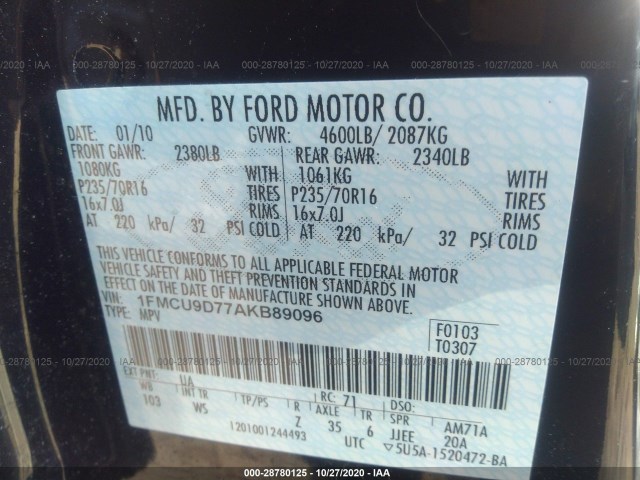 Photo 8 VIN: 1FMCU9D77AKB89096 - FORD ESCAPE 