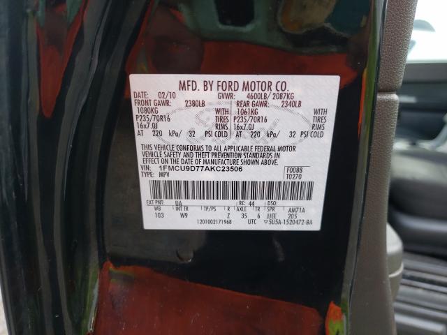 Photo 9 VIN: 1FMCU9D77AKC23506 - FORD ESCAPE XLT 