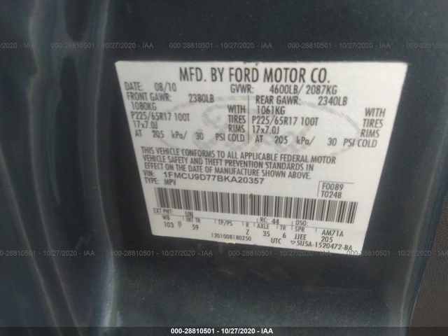 Photo 8 VIN: 1FMCU9D77BKA20357 - FORD ESCAPE 