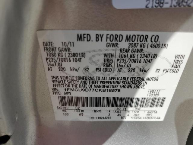 Photo 11 VIN: 1FMCU9D77CKB18578 - FORD ESCAPE XLT 