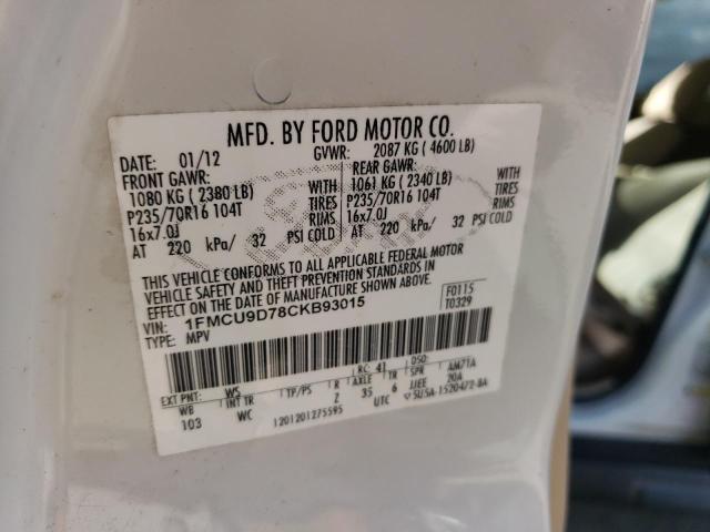 Photo 12 VIN: 1FMCU9D78CKB93015 - FORD ESCAPE 