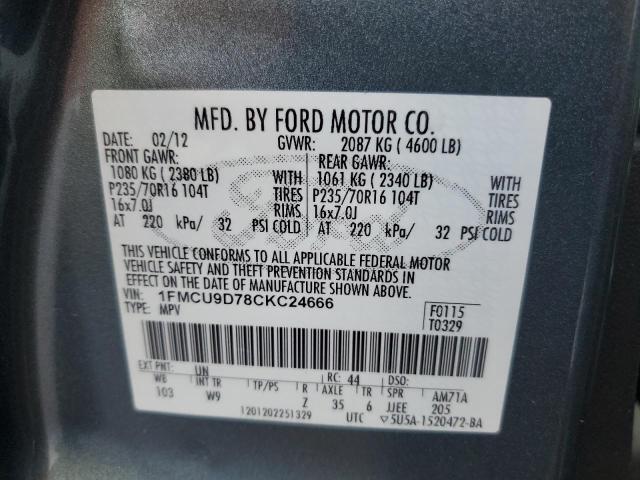 Photo 12 VIN: 1FMCU9D78CKC24666 - FORD ESCAPE 