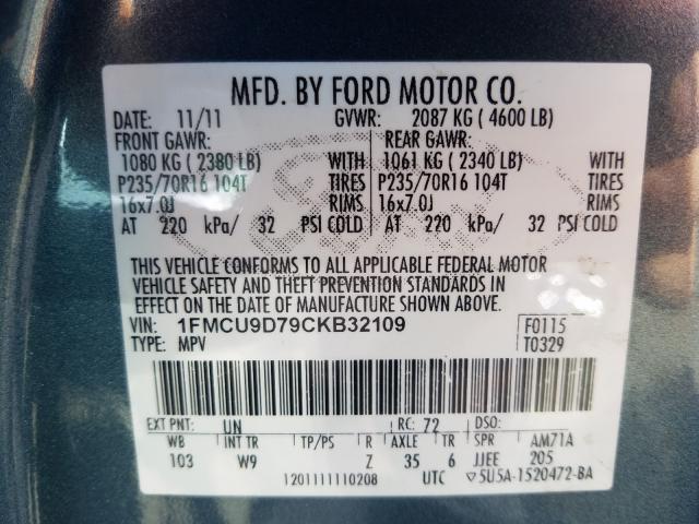 Photo 9 VIN: 1FMCU9D79CKB32109 - FORD ESCAPE XLT 