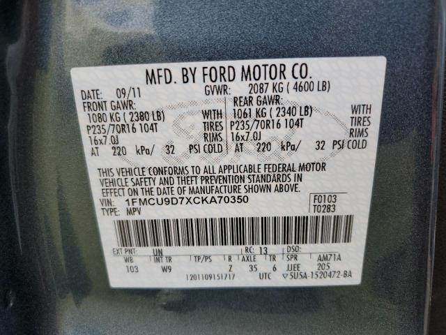 Photo 12 VIN: 1FMCU9D7XCKA70350 - FORD ESCAPE XLT 