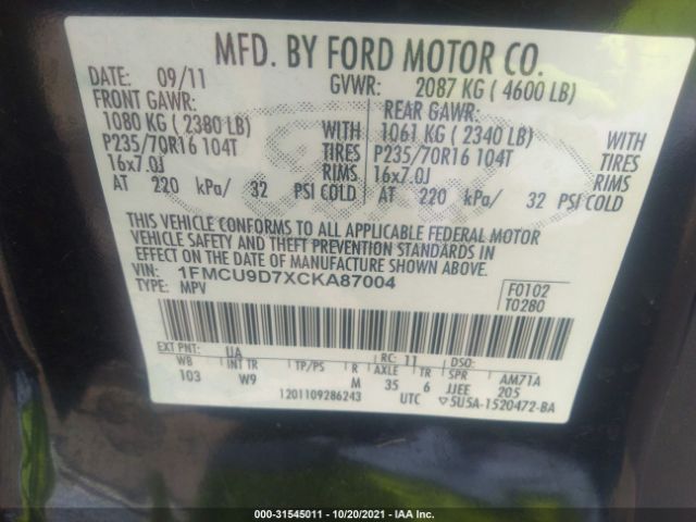 Photo 8 VIN: 1FMCU9D7XCKA87004 - FORD ESCAPE 