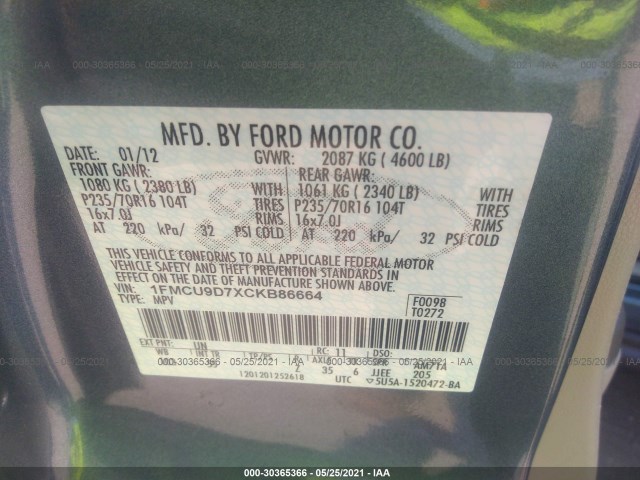 Photo 8 VIN: 1FMCU9D7XCKB86664 - FORD ESCAPE 