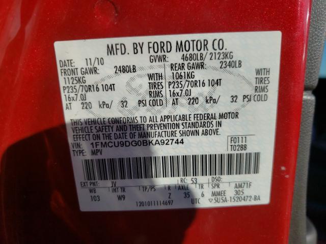 Photo 9 VIN: 1FMCU9DG0BKA92744 - FORD ESCAPE XLT 