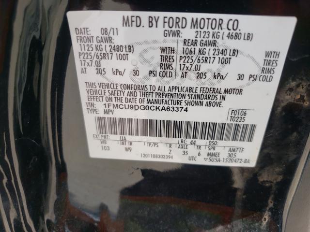 Photo 9 VIN: 1FMCU9DG0CKA63374 - FORD ESCAPE XLT 