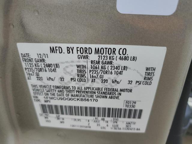 Photo 12 VIN: 1FMCU9DG0CKB56170 - FORD ESCAPE XLT 