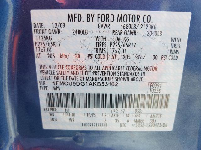 Photo 9 VIN: 1FMCU9DG1AKB53162 - FORD ESCAPE XLT 