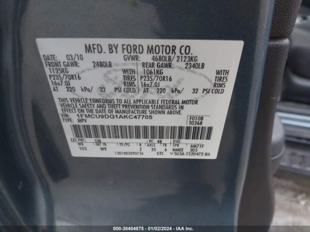 Photo 8 VIN: 1FMCU9DG1AKC47705 - FORD ESCAPE 