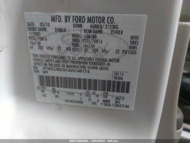 Photo 8 VIN: 1FMCU9DG1AKC48174 - FORD ESCAPE 