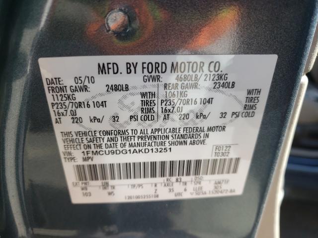 Photo 9 VIN: 1FMCU9DG1AKD13251 - FORD ESCAPE XLT 