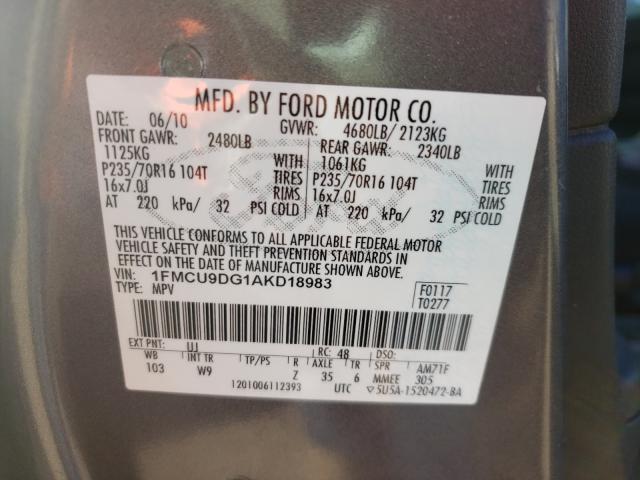 Photo 9 VIN: 1FMCU9DG1AKD18983 - FORD ESCAPE XLT 