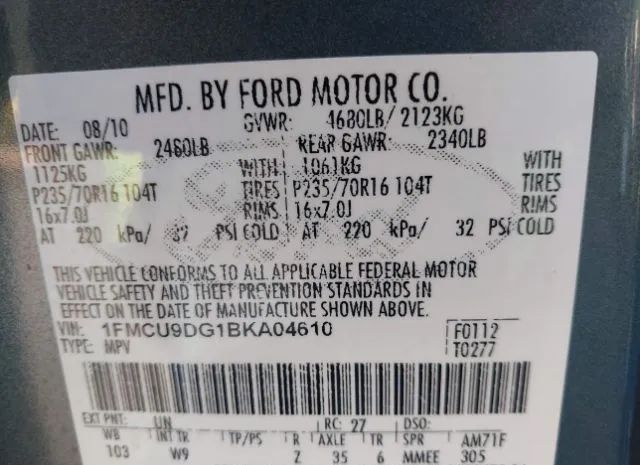 Photo 8 VIN: 1FMCU9DG1BKA04610 - FORD ESCAPE 