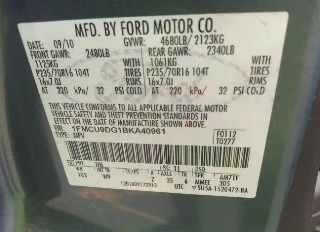 Photo 8 VIN: 1FMCU9DG1BKA40961 - FORD ESCAPE 