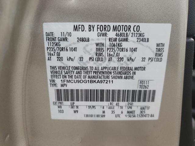 Photo 9 VIN: 1FMCU9DG1BKA97211 - FORD ESCAPE XLT 