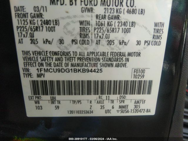 Photo 8 VIN: 1FMCU9DG1BKB94425 - FORD ESCAPE 