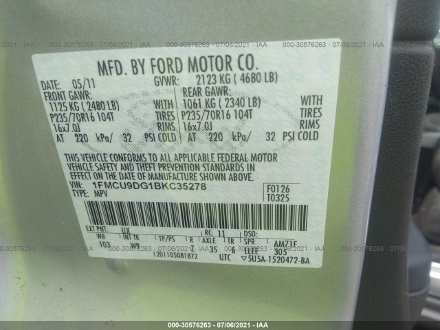 Photo 8 VIN: 1FMCU9DG1BKC35278 - FORD ESCAPE 