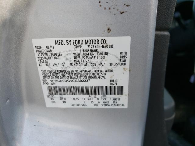 Photo 9 VIN: 1FMCU9DG1CKA02227 - FORD ESCAPE XLT 