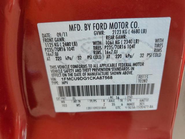 Photo 11 VIN: 1FMCU9DG1CKA87568 - FORD ESCAPE XLT 