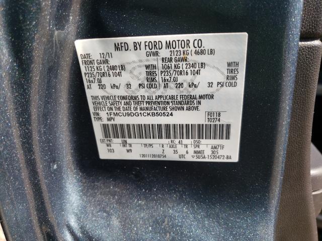 Photo 9 VIN: 1FMCU9DG1CKB50524 - FORD ESCAPE XLT 