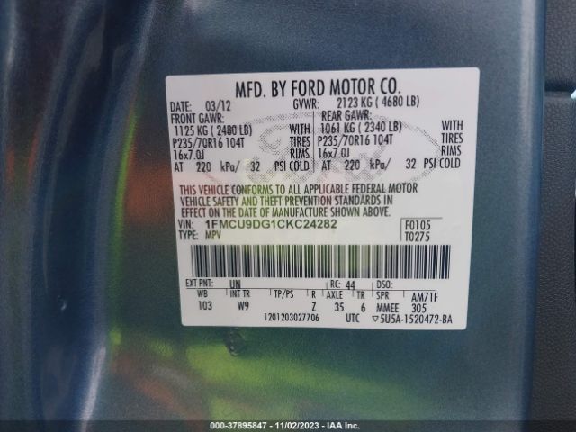 Photo 8 VIN: 1FMCU9DG1CKC24282 - FORD ESCAPE 