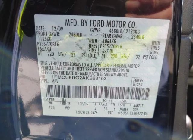 Photo 8 VIN: 1FMCU9DG2AKB63103 - FORD ESCAPE 