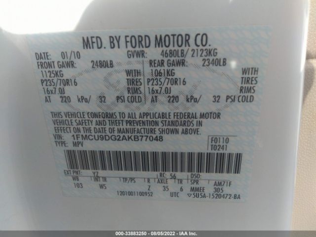 Photo 8 VIN: 1FMCU9DG2AKB77048 - FORD ESCAPE 